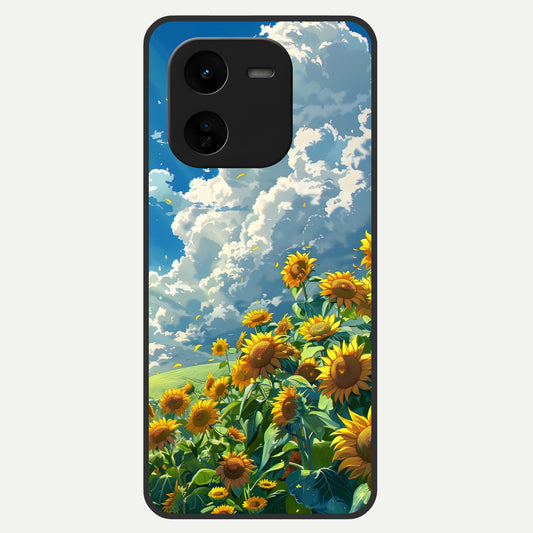  Golden Sun Glory Glass Case For iQOO Z9x 5G back cover – full design glossy printed glass finish