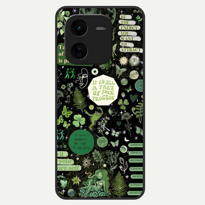  Green Mandala Pattern Glass Case For iQOO Z9x 5G back cover – full design glossy printed glass finish