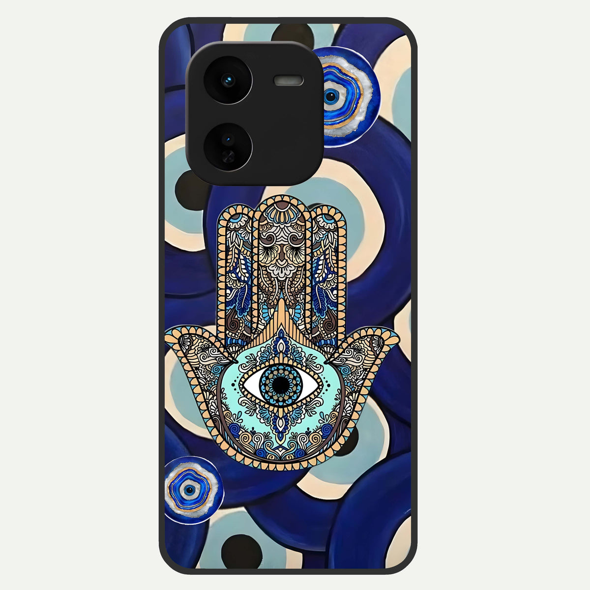  Hamsa Divine Guard Glass Case For iQOO Z9x 5G back cover – full design glossy printed glass finish