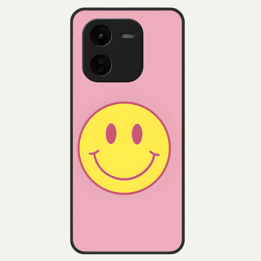  Happy Pink Mood Glass Case For iQOO Z9x 5G back cover – full design glossy printed glass finish
