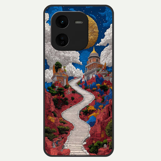 Heavenly Moon Path Glass Case For iQOO Z9x 5G back cover – full design glossy printed glass finish