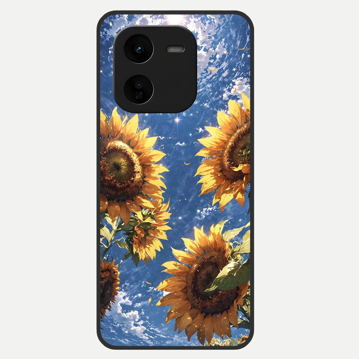  Heavenly Sunflower Rise Glass Case For iQOO Z9x 5G back cover – full design glossy printed glass finish