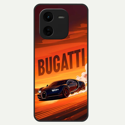  Inferno Bugatti Storm Glass Case For iQOO Z9x 5G back cover – full design glossy printed glass finish