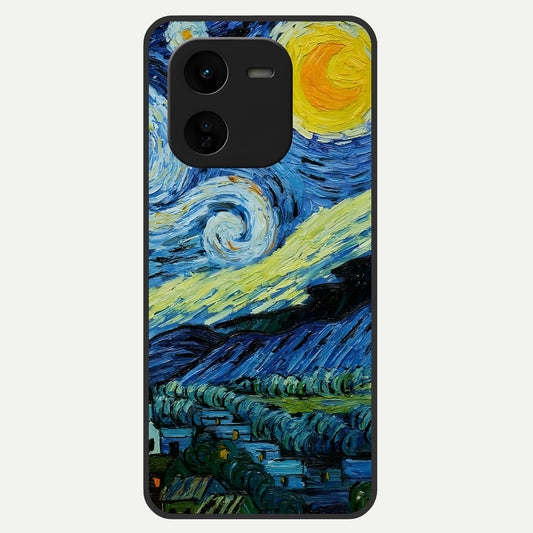  Inspired Van Gogh Art Glass Case For iQOO Z9x 5G back cover – full design glossy printed glass finish