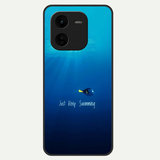  Just Keep Swimming Glass Case For iQOO Z9x 5G back cover – full design glossy printed glass finish