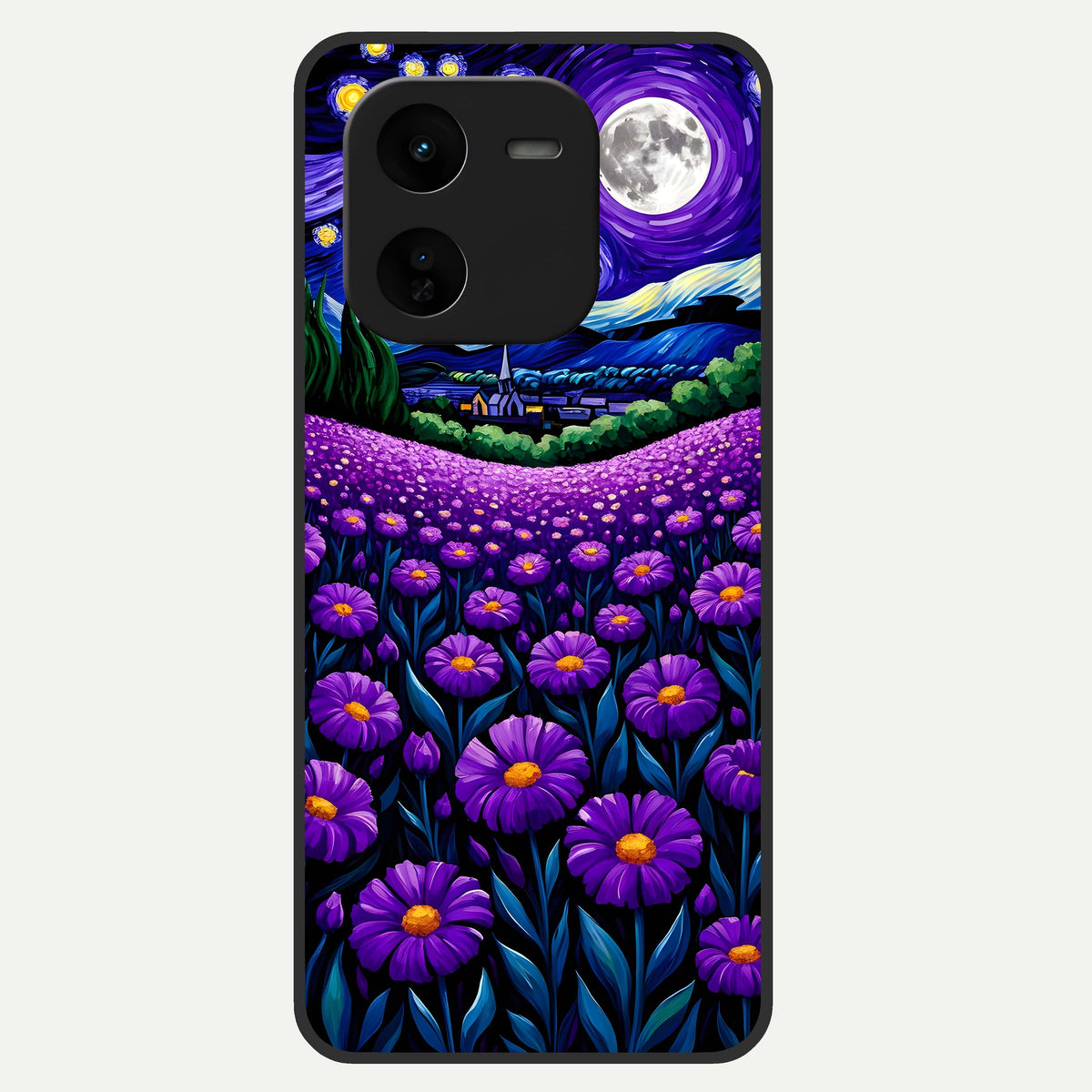  Lavender Moon Field Glass Case For iQOO Z9x 5G back cover – full design glossy printed glass finish