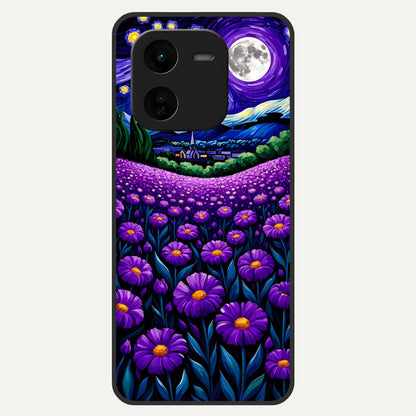  Lavender Moon Field Glass Case For iQOO Z9x 5G back cover – full design glossy printed glass finish