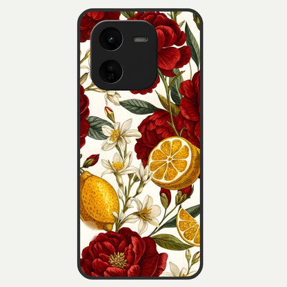  Lemon Rose Charm Glass Case For iQOO Z9x 5G back cover – full design glossy printed glass finish