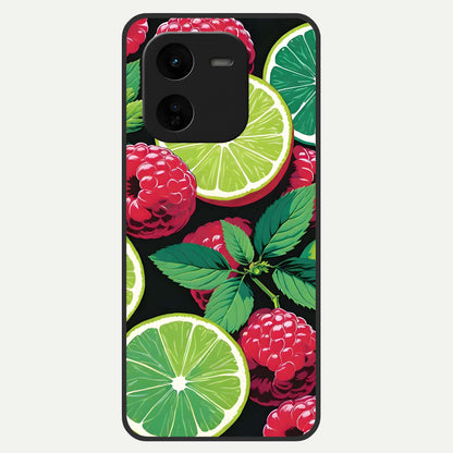  Lime and Raspberry Pattern Glass Case For iQOO Z9x 5G back cover – full design glossy printed glass finish