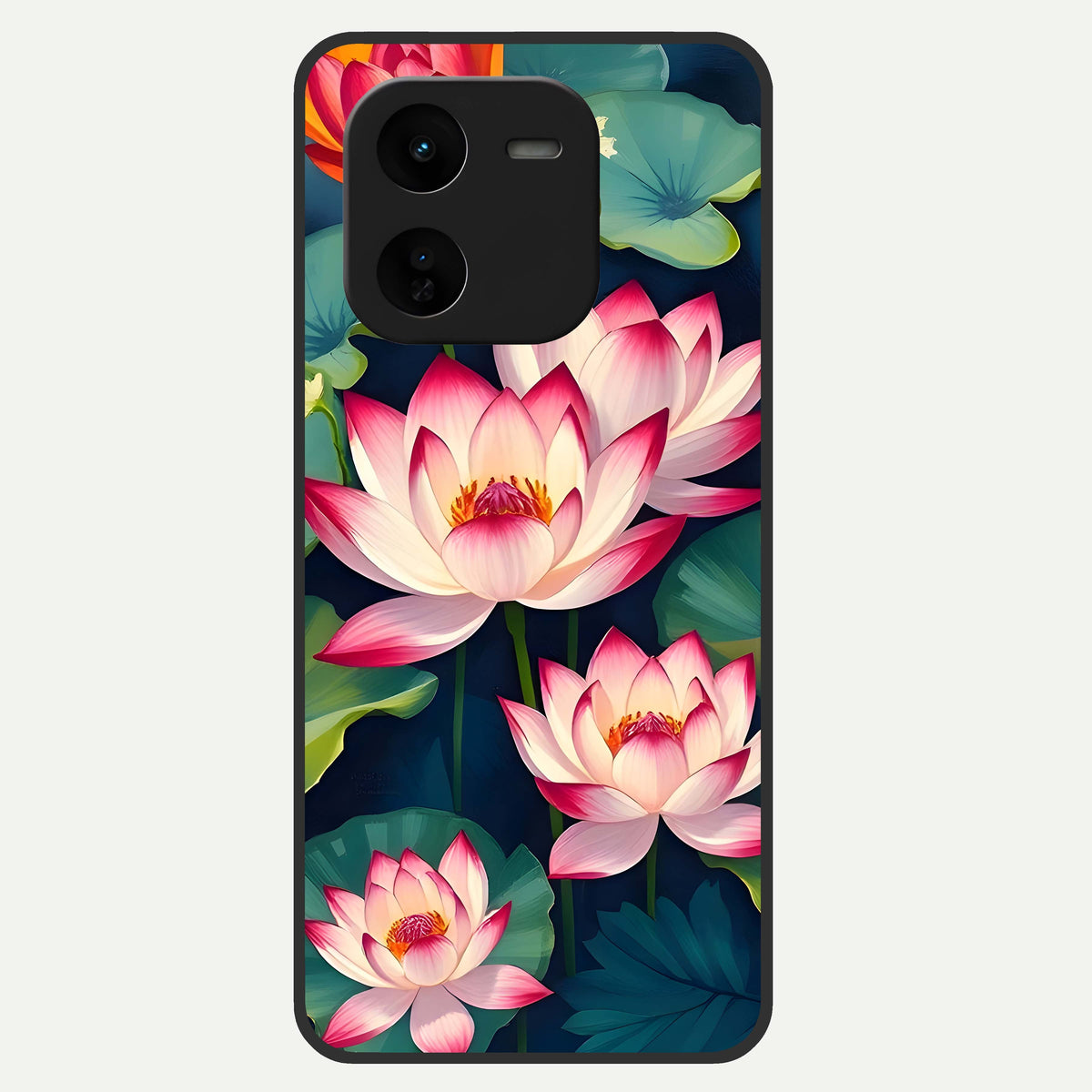  Lotus Dream Serenity Glass Case For iQOO Z9x 5G back cover – full design glossy printed glass finish