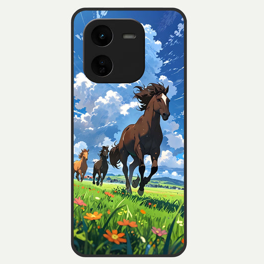  Majestic Horses Galloping Glass Case For iQOO Z9x 5G back cover – full design glossy printed glass finish
