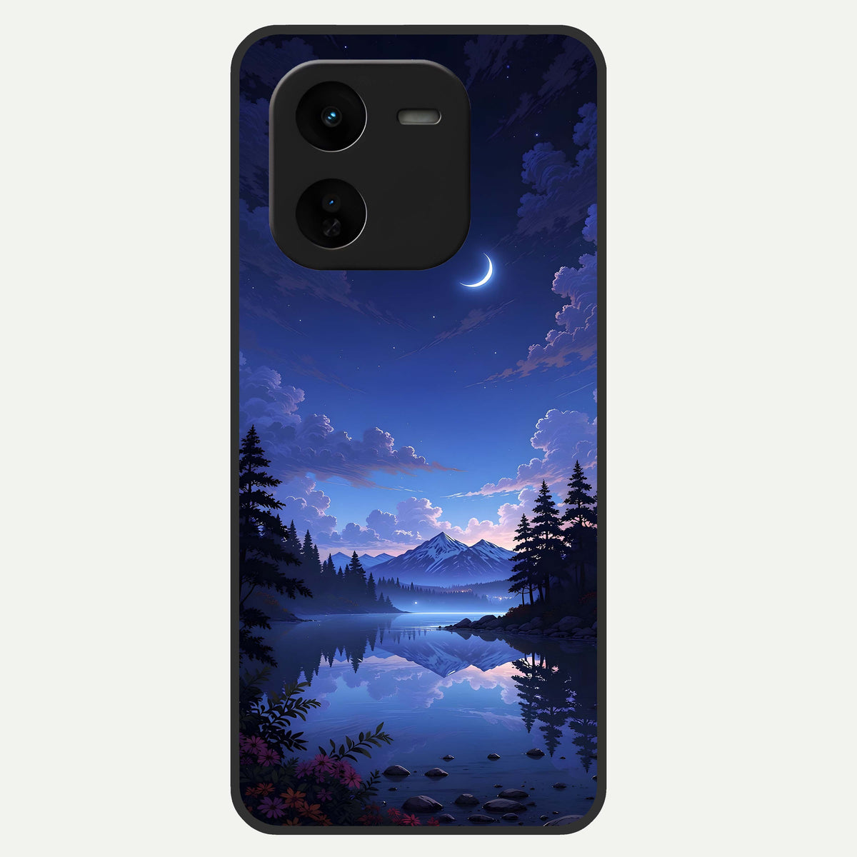  Midnight Lake Peace Glass Case For iQOO Z9x 5G back cover – full design glossy printed glass finish