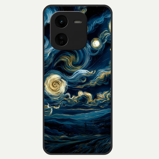  Midnight Sky Whirl Glass Case For iQOO Z9x 5G back cover – full design glossy printed glass finish