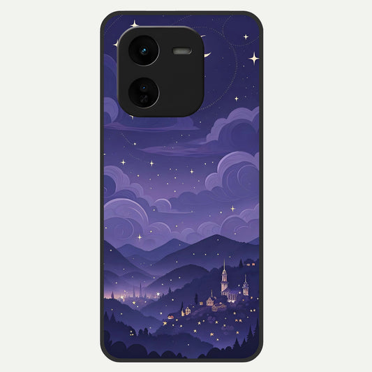  Minimal Night View Glass Case For iQOO Z9x 5G back cover – full design glossy printed glass finish