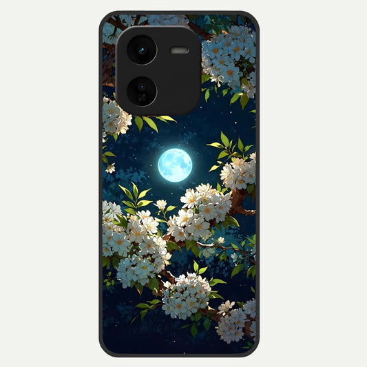  Moonlit Blossom Dream Glass Case For iQOO Z9x 5G back cover – full design glossy printed glass finish