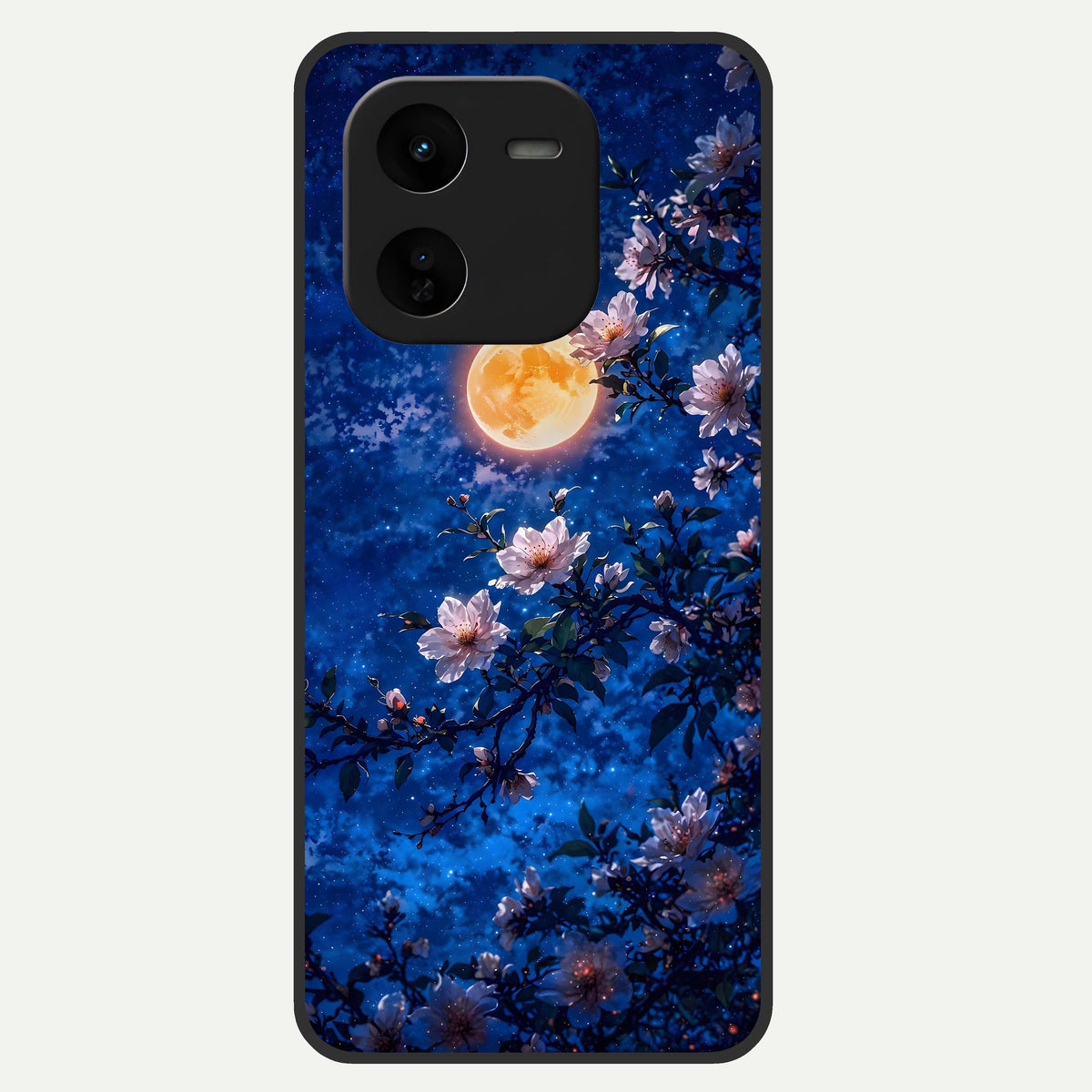  Moonlit Blossoms Night Glass Case For iQOO Z9x 5G back cover – full design glossy printed glass finish