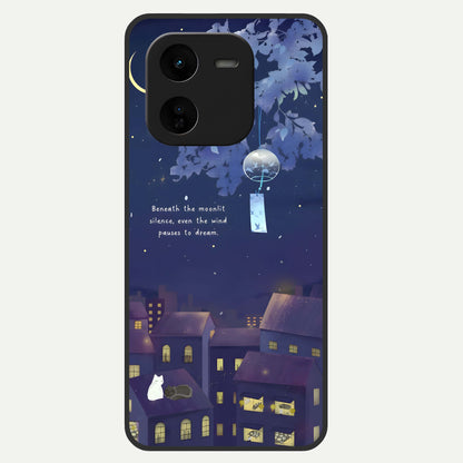  Moonlit Cat Silence Glass Case For iQOO Z9x 5G back cover – full design glossy printed glass finish