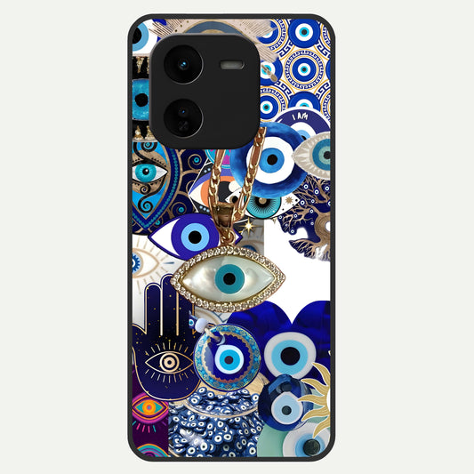 Mystic Charm Eye Glass Case For iQOO Z9x 5G back cover – full design glossy printed glass finish
