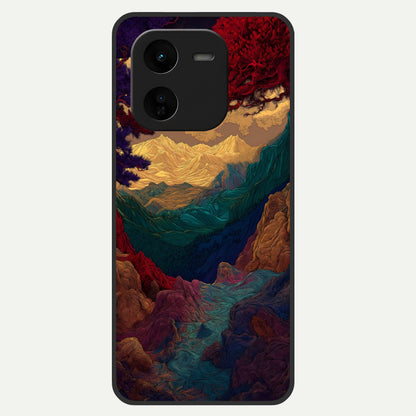  Mystic Valley Light Glass Case For iQOO Z9x 5G back cover – full design glossy printed glass finish