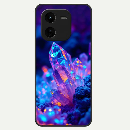  Neon Aura Shards Glass Case For iQOO Z9x 5G back cover – full design glossy printed glass finish