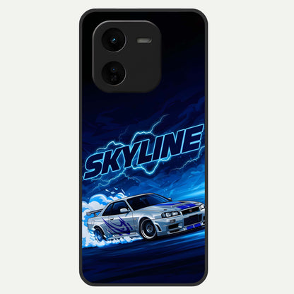  Neon Drift Beast Glass Case For iQOO Z9x 5G back cover – full design glossy printed glass finish