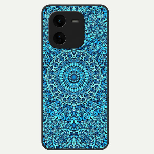  Ocean Bloom Mandala Glass Case For iQOO Z9x 5G back cover – full design glossy printed glass finish