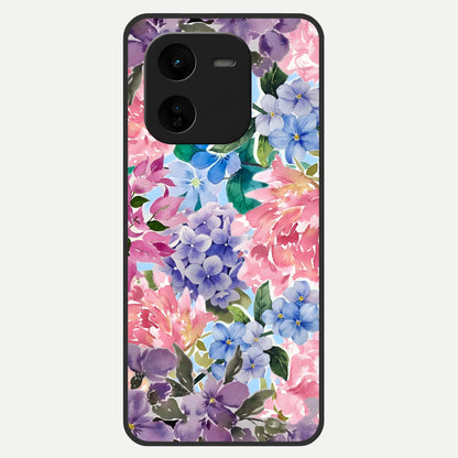  Pastel Floral Mix Glass Case For iQOO Z9x 5G back cover – full design glossy printed glass finish
