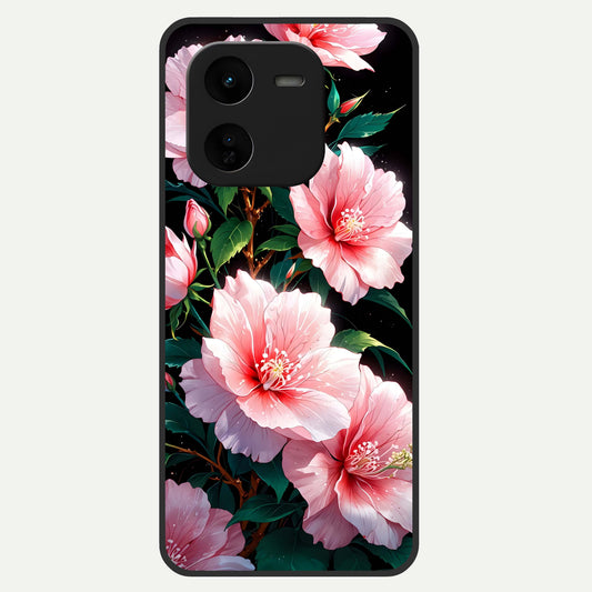  Peach Flower Glass Case For iQOO Z9x 5G back cover – full design glossy printed glass finish