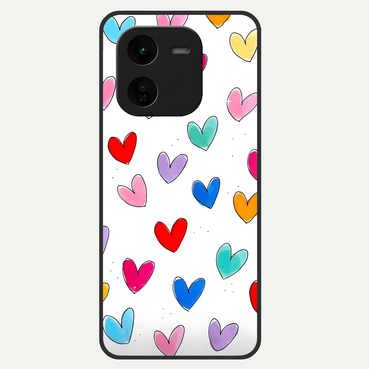  Playful Love Doodles Glass Case For iQOO Z9x 5G back cover – full design glossy printed glass finish