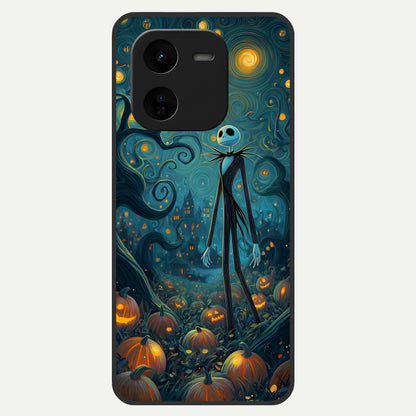  Pumpkin Moon Night Glass Case For iQOO Z9x 5G back cover – full design glossy printed glass finish