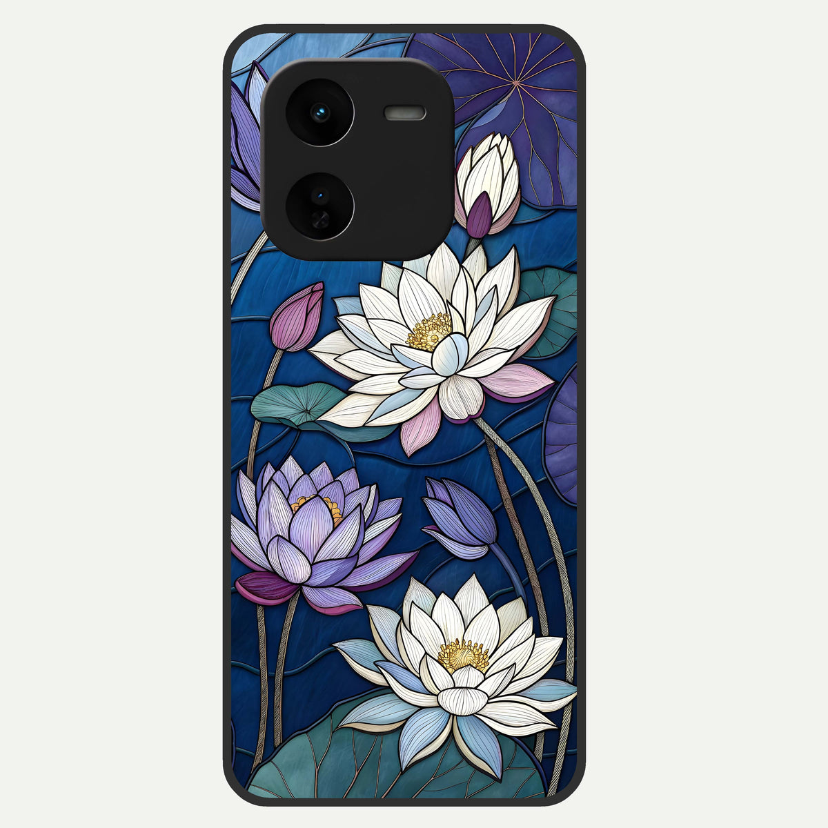  Purple Lotus Stained Glass Case For iQOO Z9x 5G back cover – full design glossy printed glass finish