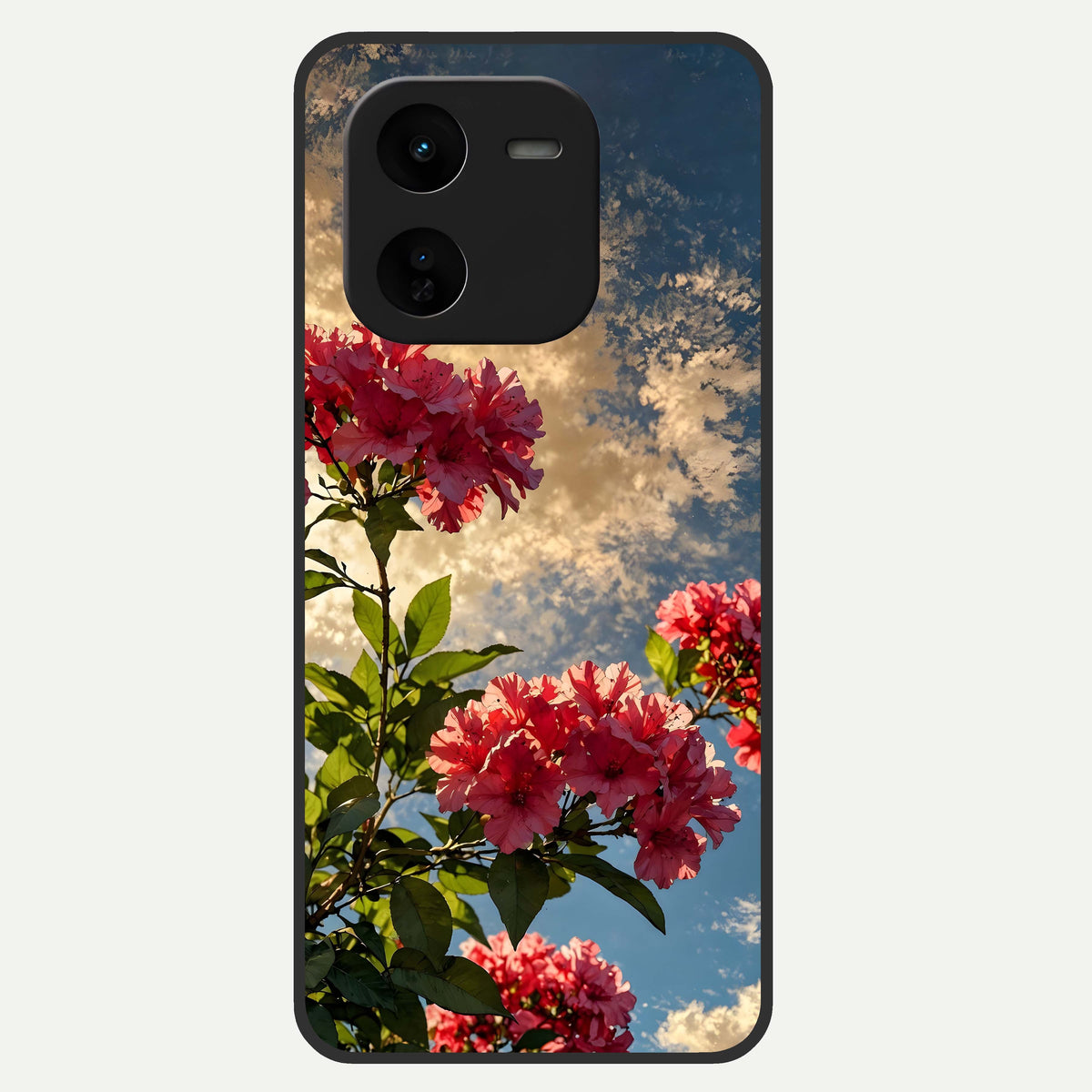  Red Bloom Skies Glass Case For iQOO Z9x 5G back cover – full design glossy printed glass finish