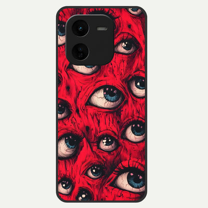  Red Eyes Pattern Glass Case For iQOO Z9x 5G back cover – full design glossy printed glass finish