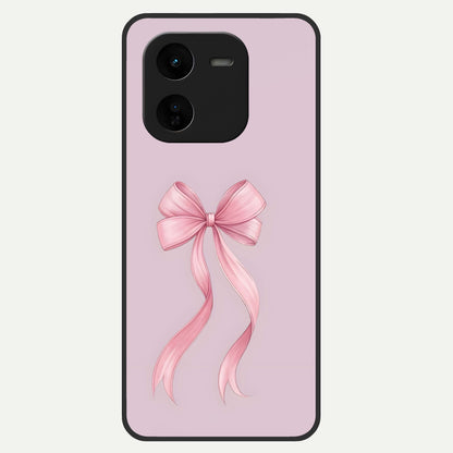  Soft Blush Bow Glass Case For iQOO Z9x 5G back cover – full design glossy printed glass finish
