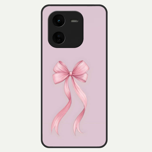  Soft Blush Bow Glass Case For iQOO Z9x 5G back cover – full design glossy printed glass finish