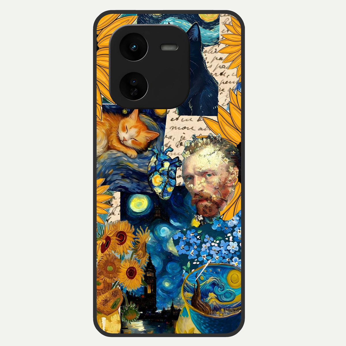  Sunflower Chic Mood Custom Name Glass Case For iQOO Z9x 5G back cover – full design glossy printed glass finish