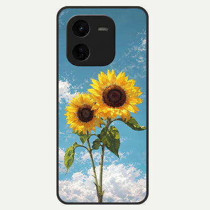  Sunlit Daisy Glow Glass Case For iQOO Z9x 5G back cover – full design glossy printed glass finish