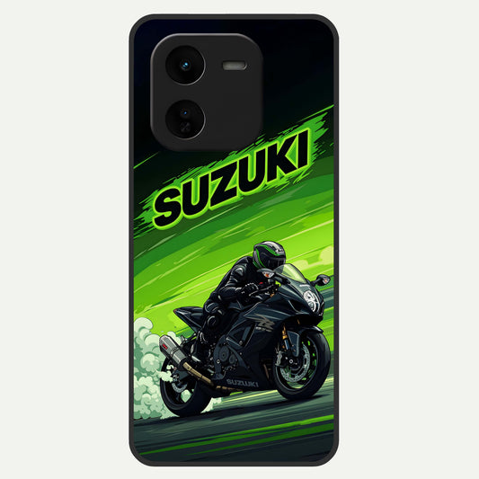  Suzuki Speed Beast Glass Case For iQOO Z9x 5G back cover – full design glossy printed glass finish