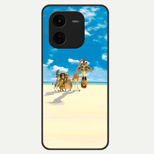  Tropical Fun Squad Glass Case For iQOO Z9x 5G back cover – full design glossy printed glass finish