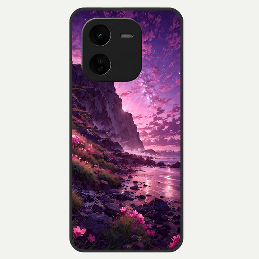  Twilight Blossom Coast Glass Case For iQOO Z9x 5G back cover – full design glossy printed glass finish