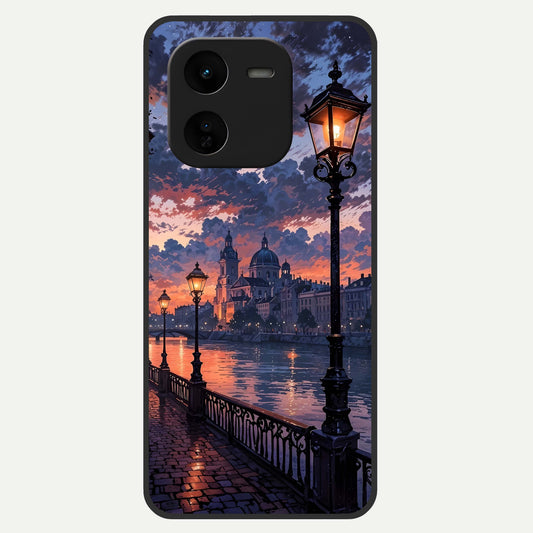  Twilight River Lights Glass Case For iQOO Z9x 5G back cover – full design glossy printed glass finish