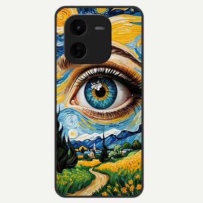  Van Gogh Eye Glass Case For iQOO Z9x 5G back cover – full design glossy printed glass finish
