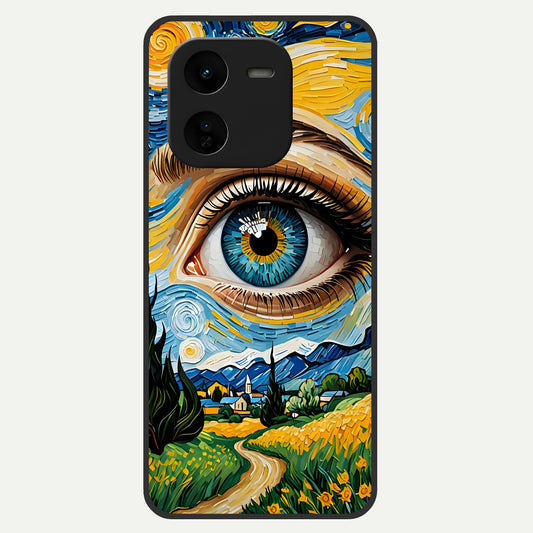  Van Gogh Eye Glass Case For iQOO Z9x 5G back cover – full design glossy printed glass finish