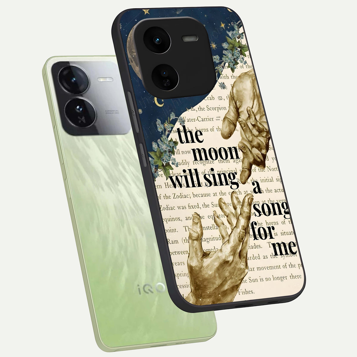  Aesthetic Divine phone case For iQOO Z9x 5G showing premium glass back cover with detailed artwork