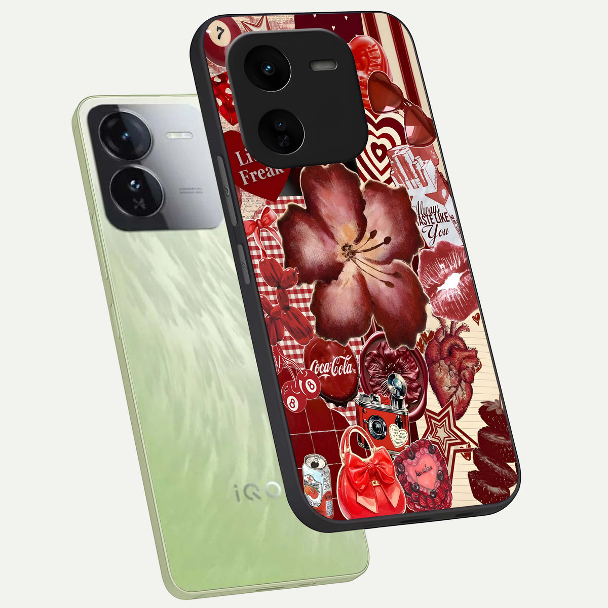  Aesthetic Little Freak phone case For iQOO Z9x 5G showing premium glass back cover with detailed artwork