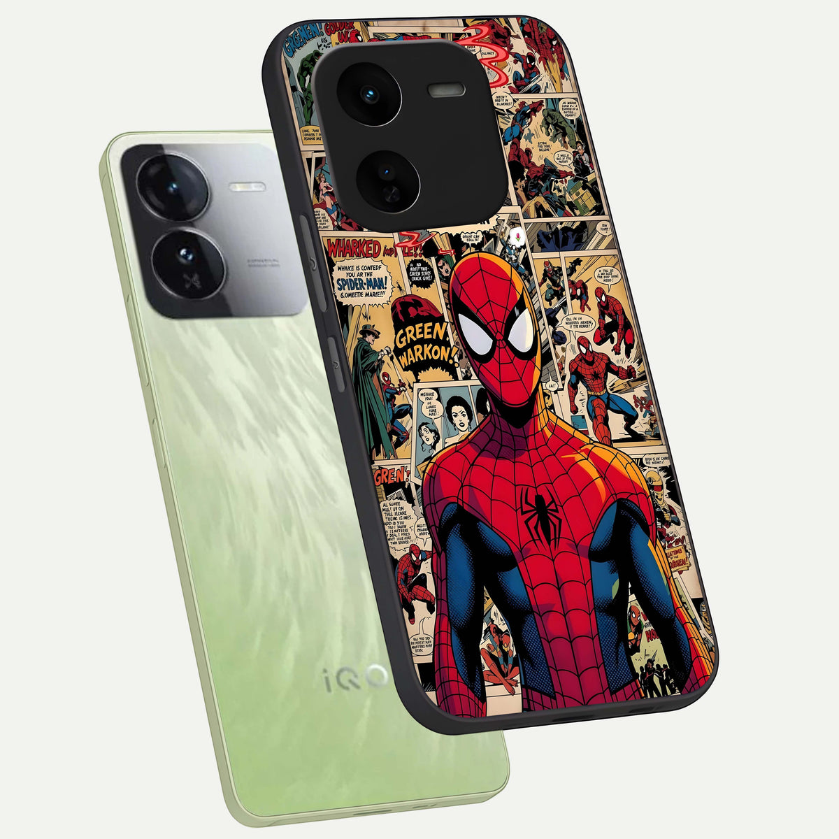  Aesthetic Spider phone case For iQOO Z9x 5G showing premium glass back cover with detailed artwork