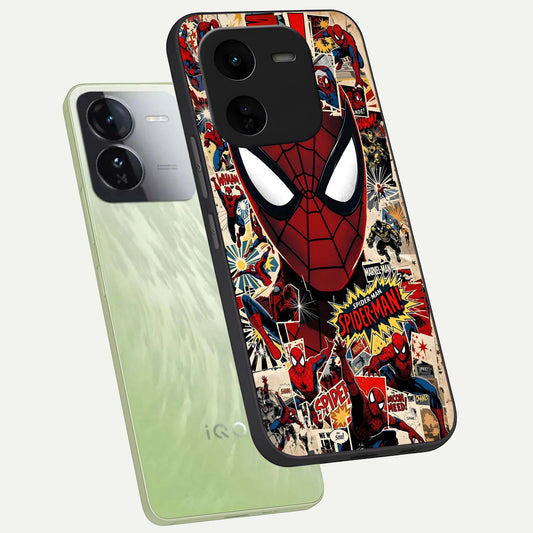  Aesthetic Wonder Spider phone case For iQOO Z9x 5G showing premium glass back cover with detailed artwork