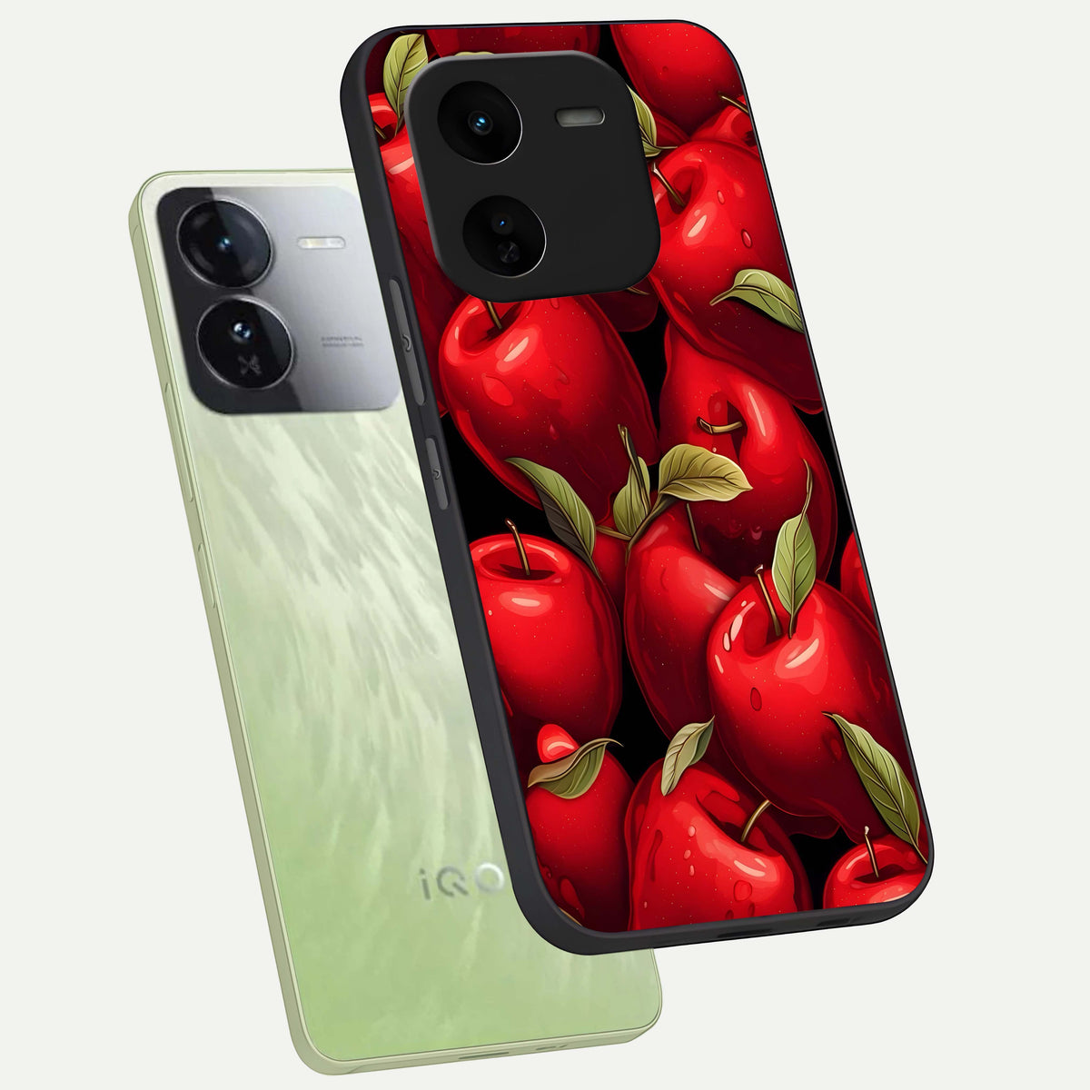  Apple Pattern phone case For iQOO Z9x 5G showing premium glass back cover with detailed artwork