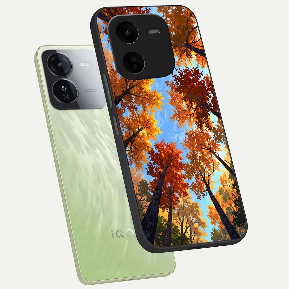  Autumn Sky Rise phone case For iQOO Z9x 5G showing premium glass back cover with detailed artwork
