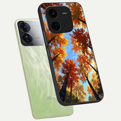  Autumn Sky Rise phone case For iQOO Z9x 5G showing premium glass back cover with detailed artwork